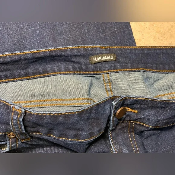 Women's Blue Flare Jeans - Picture 2 of 3